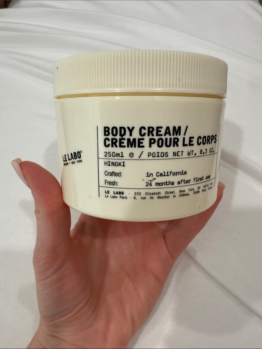 Le Labo Hinoki Body Cream - Off-White Jar